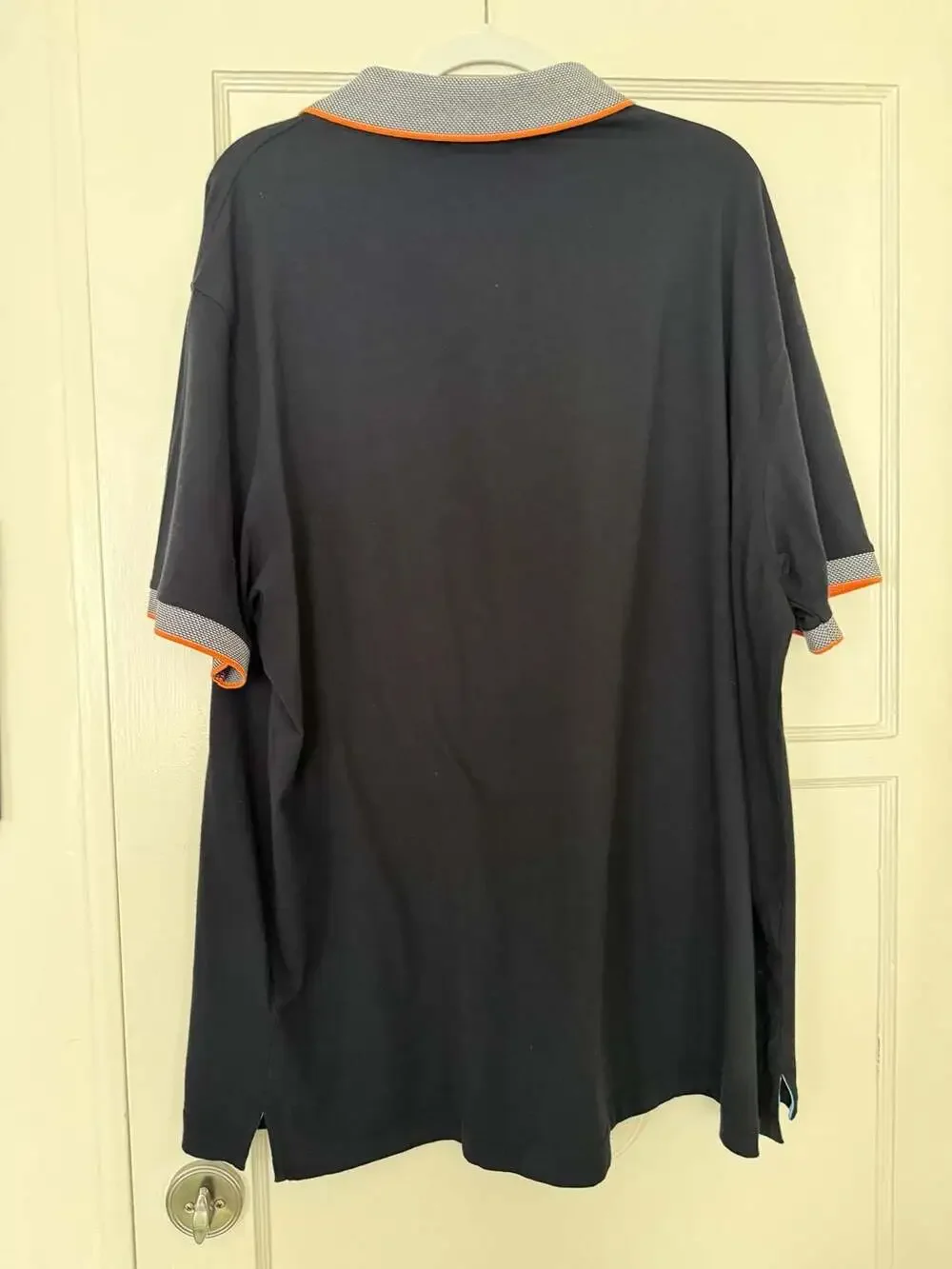 Psycho Bunny Big and Tall Northlake Jersey Polo Shirt in Navy/Orange
